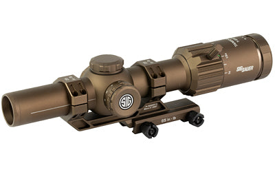 Sig Sauer Tango MSR |  Rifle Scope |  1-6X24 |  BDC6 Illuminated Reticle |  Second Focal Plane |  30mm Main Body Tube |  Matte Finish |  Coyote Brown |  Includes Alpha MSR Mount and Flip Back Covers