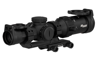 Sig Sauer TANGO SPR |  Rifle Scope |  1-4X Magnification |  Second Focal Plane |  Hellfire Quadplex Illuminated FL-4 Reticle |  24mm Objective |  30mm Main Tube |  Black |  Includes ALPHA MSR 1.535" Mount